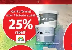 Köp färg för minst 1500:- från Beckers och få 25% rabatt