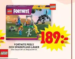 ICA Maxi LEGO Fortnite peely och sparkplugs läger erbjuda