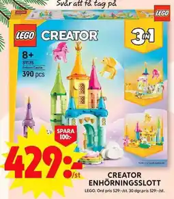 ICA Maxi LEGO Creator enhörningsslott erbjuda