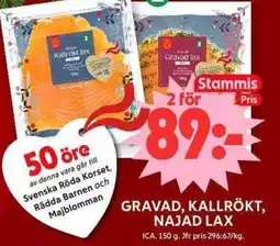 ICA Maxi ICA Gravad, kallrökt, najad lax erbjuda