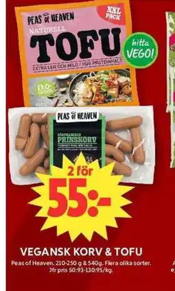 ICA Maxi Peas of Heaven Vegansk korv & tofu erbjuda