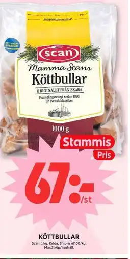 ICA Maxi Scan Köttbullar erbjuda