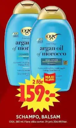ICA Maxi OGX Schampo, balsam erbjuda