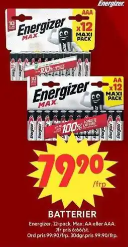 ICA Maxi Energizer Batterier erbjuda