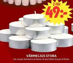 ICA Maxi Värmeljus stora erbjuda