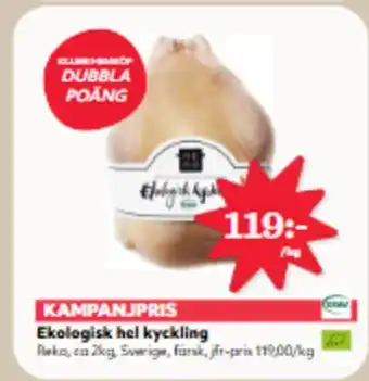 Hemköp Ekologisk hel kyckling erbjuda