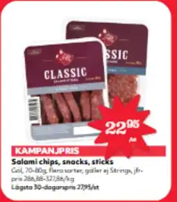Hemköp Salami chips, snacks, sticks erbjuda