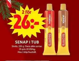 ICA Maxi SLOTTS Senap i tub erbjuda