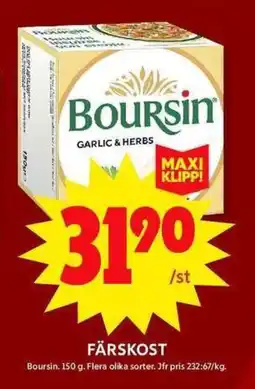 ICA Maxi BOURSIN Färskost erbjuda