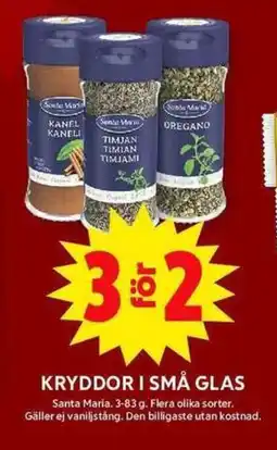 ICA Maxi SANTA MARIA Kryddor i små glas erbjuda
