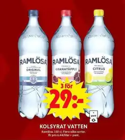 ICA Maxi RAMLÖSA Kolsyrat vatten erbjuda