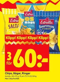 ICA Kvantum ESTRELLA Chips, bågar, ringar erbjuda