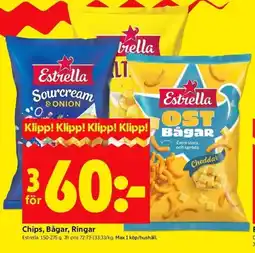 ICA Kvantum ESTRELLA Chips, bågar, ringar erbjuda