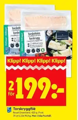 ICA Kvantum ROYAL GREENLAND Torskryggfilé erbjuda
