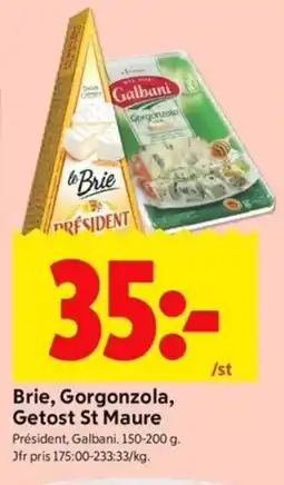 ICA Kvantum Brie, gorgonzola, getost st maure erbjuda