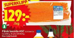 ICA Supermarket Färsk laxsida asc erbjuda