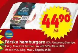 ICA Supermarket ICA Färska hamburgare erbjuda