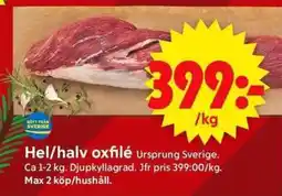 ICA Supermarket Hel/halv oxfilé erbjuda