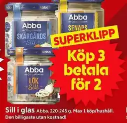 ICA Supermarket ABBA Sill i glas erbjuda
