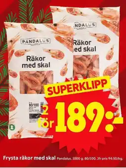 ICA Supermarket PANDALUS Frysta räkor med skal erbjuda