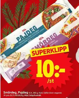 ICA Supermarket ICA Smördeg, Pajdeg erbjuda