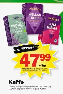 Pekås Kaffe, Medlemspris erbjuda