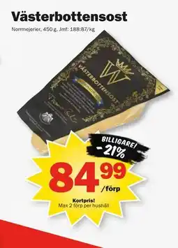 Pekås Västerbottensost, Medlemspris erbjuda