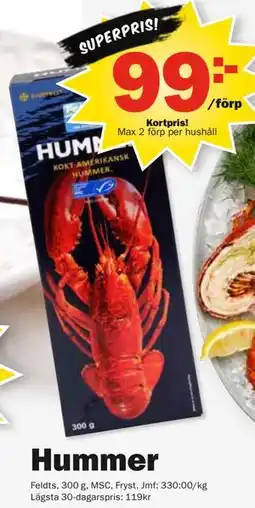 Pekås Hummer, Medlemspris erbjuda
