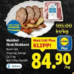 Lidl Matriket Färsk fläskkarré erbjuda