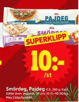 ICA Supermarket Smördeg, Pajdeg erbjuda