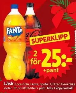 ICA Supermarket Läsk Coca-Cola, Fanta, Sprite erbjuda