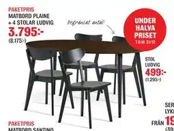 Mio MATBORD PLAINE + 4 STOLAR LUDVIG erbjuda