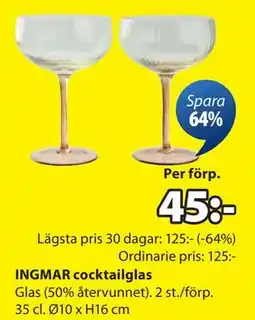 JYSK INGMAR cocktailglas erbjuda