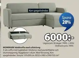 JYSK MOMMARK bäddsoffa med schäslong erbjuda