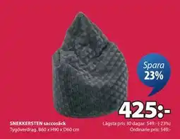 JYSK SNEKKERSTEN saccosäck erbjuda