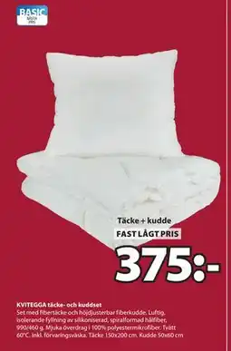 JYSK KVITEGGA täcke- och kuddset erbjuda