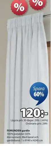 JYSK FEMUNDEN gardin erbjuda