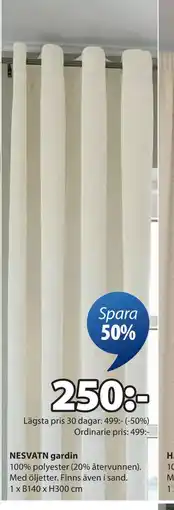 JYSK NESVATN gardin erbjuda