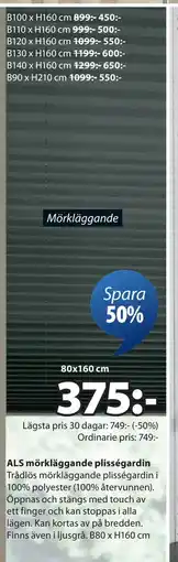JYSK ALS mörkläggande plisségardin erbjuda