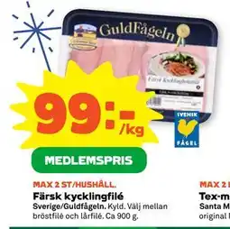 Stora Coop Färsk kycklingfilé, Medlemspris erbjuda