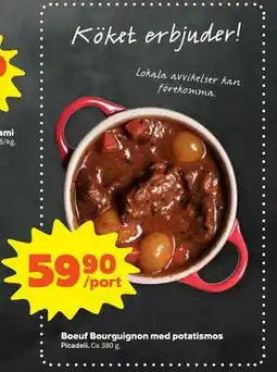 Stora Coop Boeuf Bourguignon med potatismos erbjuda