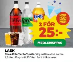 Coop Coca-Cola/Fanta/Sprite Läsk erbjuda