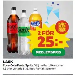 Coop Coca-Cola/Fanta/Sprite Läsk erbjuda