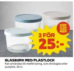 Coop Glasburk med plastlock erbjuda
