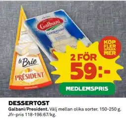Coop Galbani/President Dessertost erbjuda