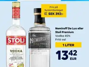 Nemiroff De Lux eller Stoli Premium, EUR 13.42