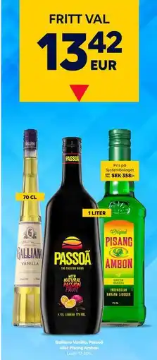 Border Shop Galliano Vanilla, Passoã eller Pisang Ambon, EUR 13.42 erbjuda