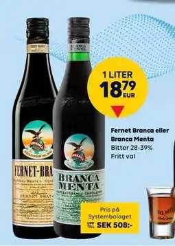 Border Shop Fernet Branca eller Branca Menta, EUR 18.79 erbjuda
