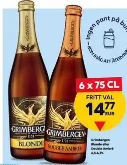 Border Shop Grimbergen Blonde eller Double Ambré 6,5-6,7%, EUR 14.77 erbjuda