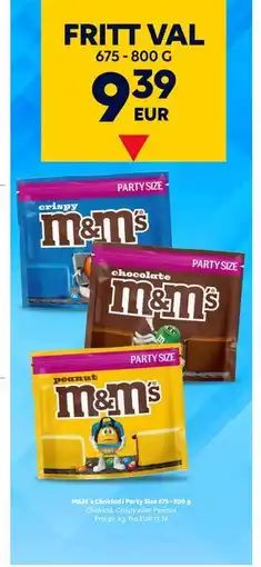 Border Shop M&M´s Choklad i Party Size 675 - 800 g, EUR 9.39 erbjuda